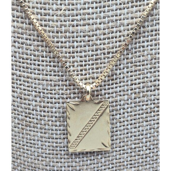 Child of Wild Luca Pendant Necklace 18K Gold Overlay Box Chain Etched Unisex - Picture 5 of 10